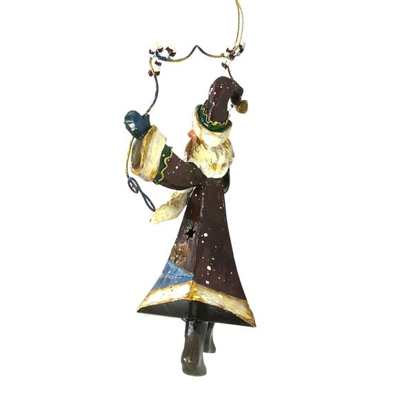 Whimsical Folk Art Style Metal Painted Santa Claus 8" Christmas Ornament - Picture 6 of 6